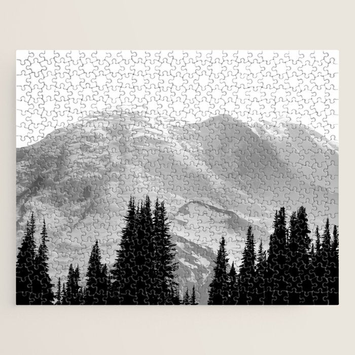 Mount Rainier Black and White Jigsaw Puzzle Gallery Image 1