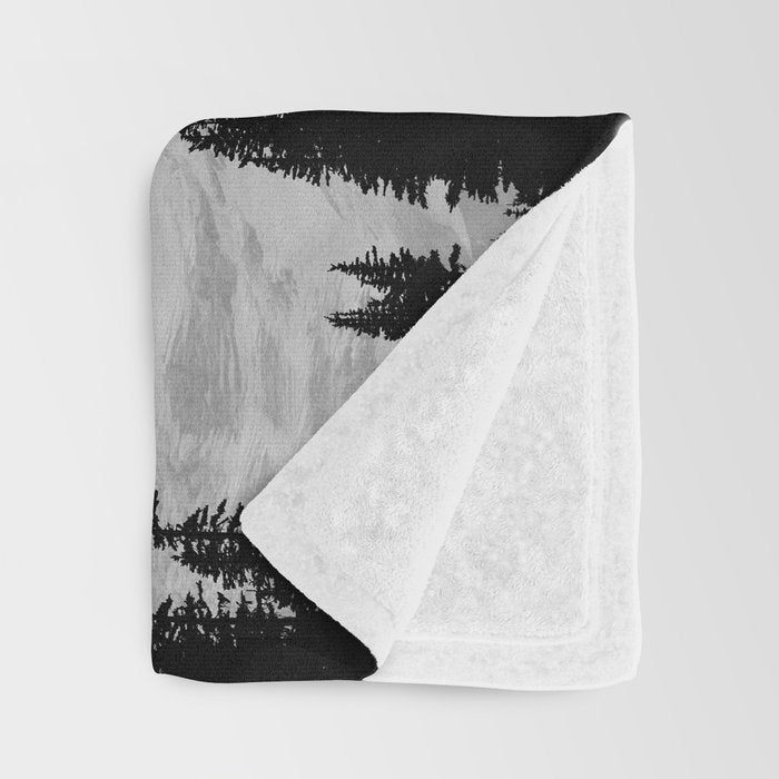 Mount Rainier Black and White Throw Blanket Gallery Image 3
