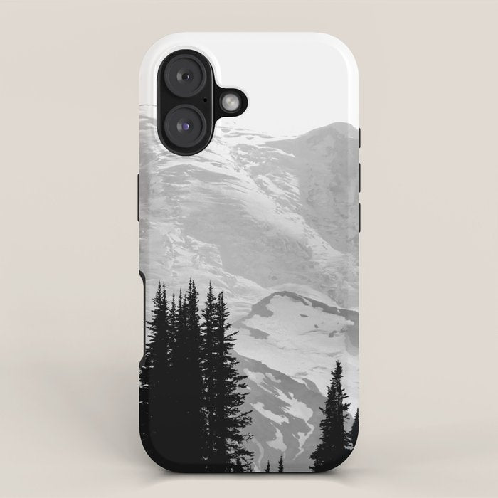 Mount Rainier Black and White iPhone Case Gallery Image 1