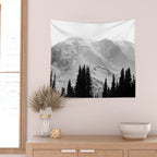 Mount Rainier Black and White Wall Tapestry Gallery Image 2