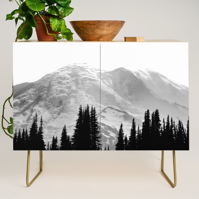 Mount Rainier Black and White Credenza Gallery Image 1