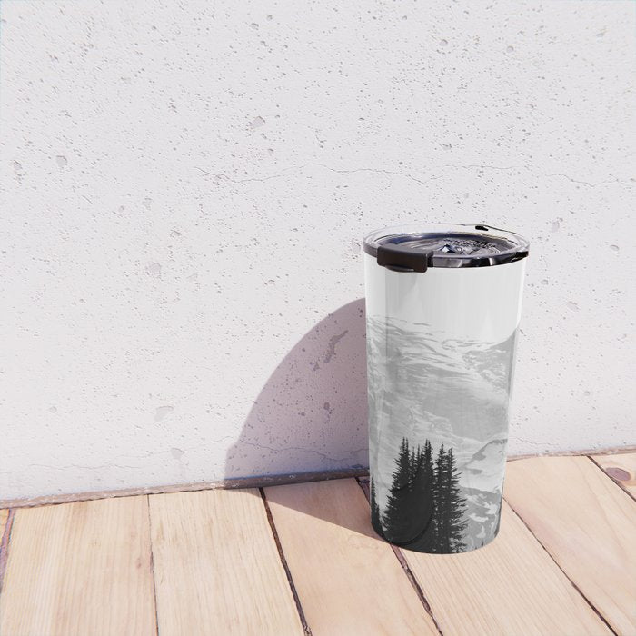 Mount Rainier Black and White Travel Mug Gallery Image 4