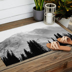 Mount Rainier Black and White Outdoor Rug Gallery Image 2