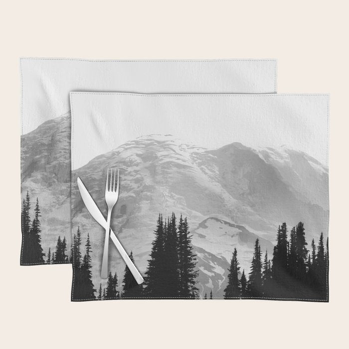 Mount Rainier Black and White Placemat Gallery Image 1