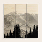 Mount Rainier Black and White Wood Wall Art Gallery Image 1