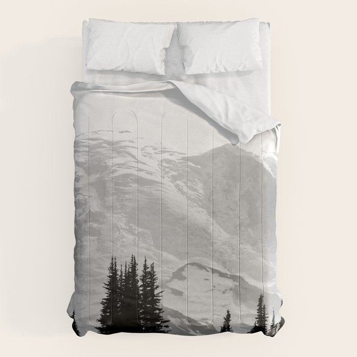 Mount Rainier Black and White Comforter Gallery Image 1