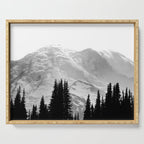Mount Rainier Black and White Serving Tray Gallery Image 1