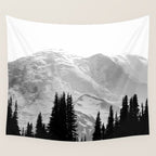 Mount Rainier Black and White Wall Tapestry Gallery Image 4