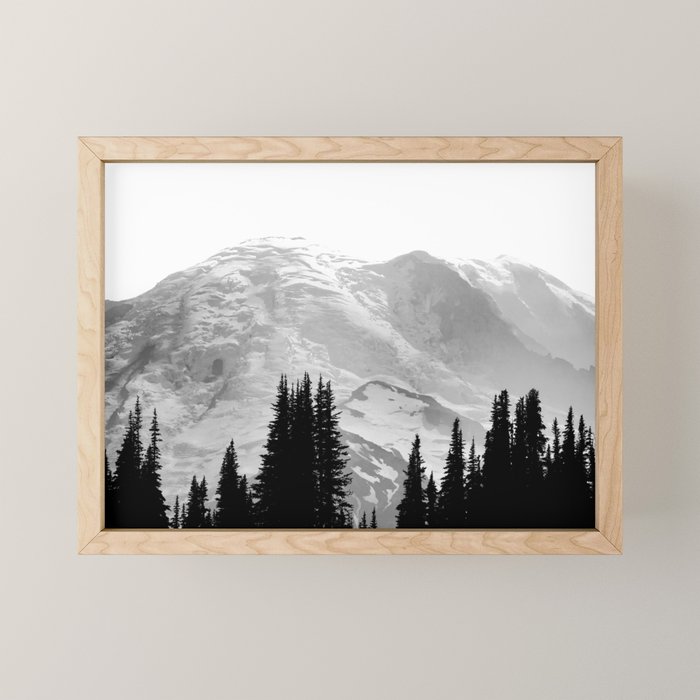 Mount Rainier Black and White Mini Art Print Gallery Image 1