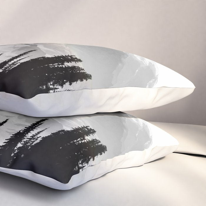Mount Rainier Black and White Pillow Sham Gallery Image 3