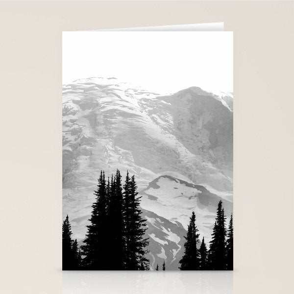 Mount Rainier Black and White Stationery Card Gallery Image 2
