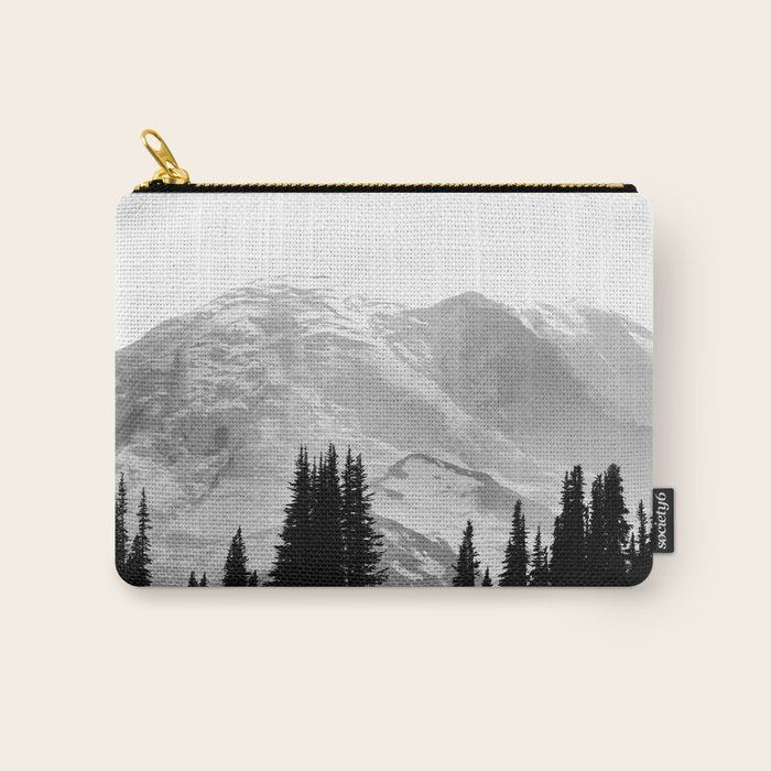 Mount Rainier Black and White Carry All Pouch Gallery Image 1