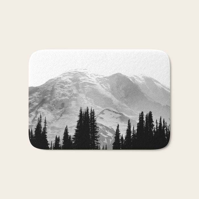 Mount Rainier Black and White Bath Mat Gallery Image 1