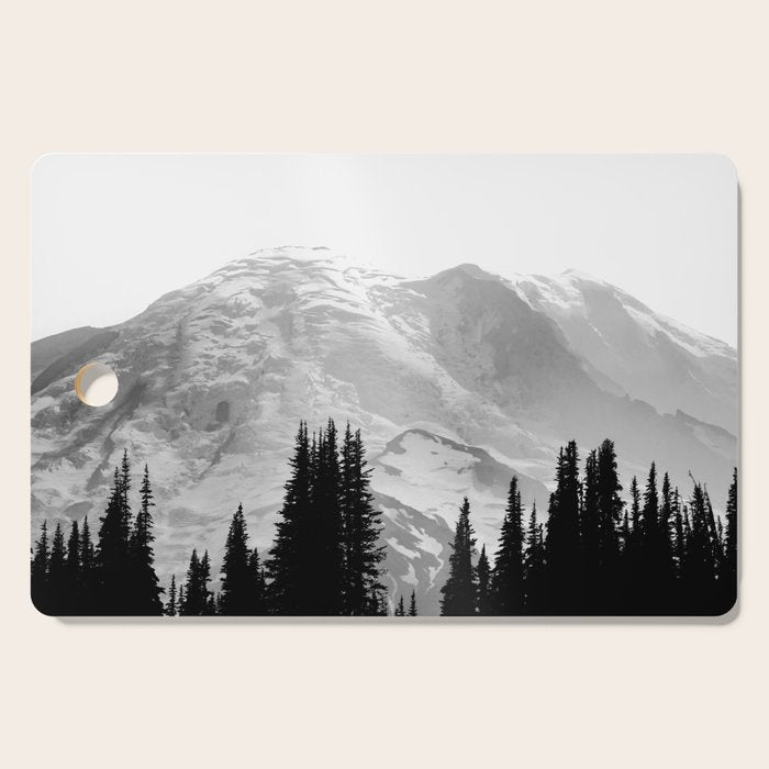 Mount Rainier Black and White Cutting Board Gallery Image 1