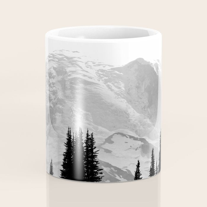 Mount Rainier Black and White Coffee Mug Gallery Image 4