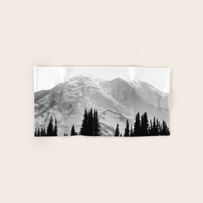 Mount Rainier Black and White Bath Towel Gallery Image 1