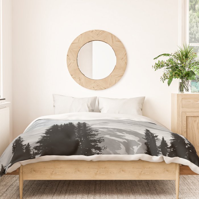 Mount Rainier Black and White Duvet Cover Gallery Image 3