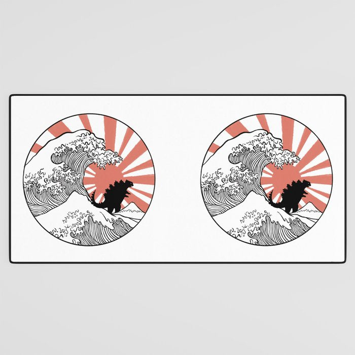 Godzilla Rising Sun The Great Wave  Desk Mat Gallery Image 3