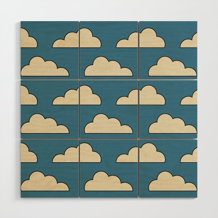 Cartoon Clouds Wood Wall Art Gallery Image 1