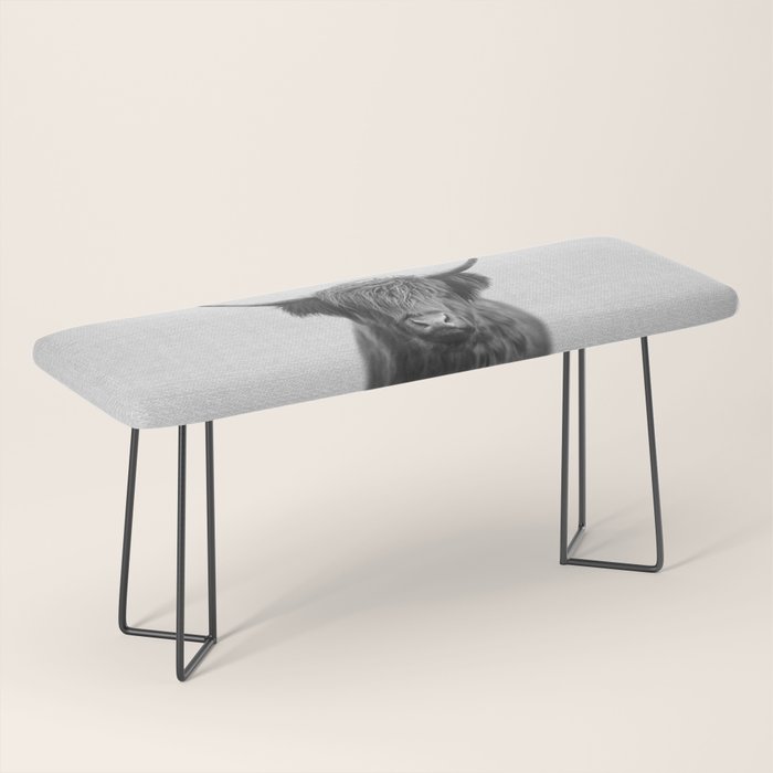 Highland Cow - Black & White Bench Gallery Image 1