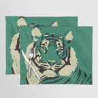 Majestic Tiger - Bold Wildcat Design with Teal Background Placemat Gallery Image 1