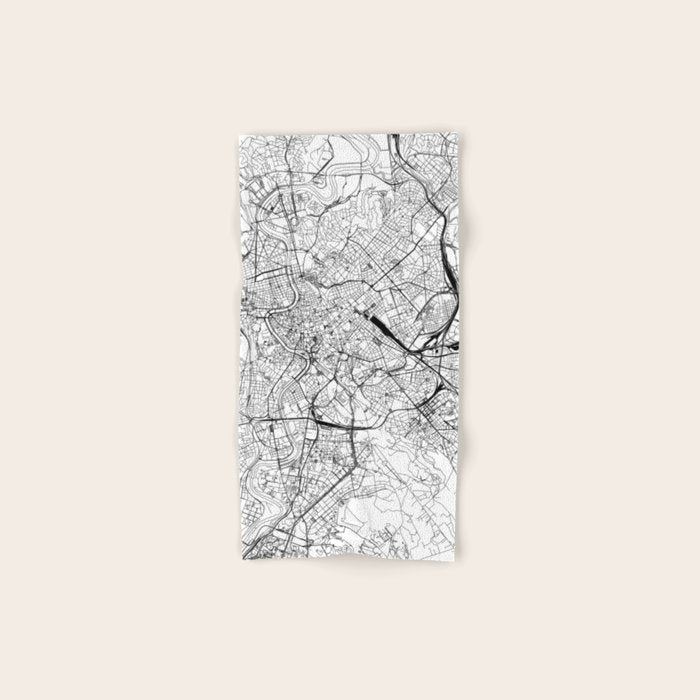 Rome White Map Bath Towel Gallery Image 1