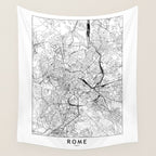 Rome White Map Wall Tapestry Gallery Image 4