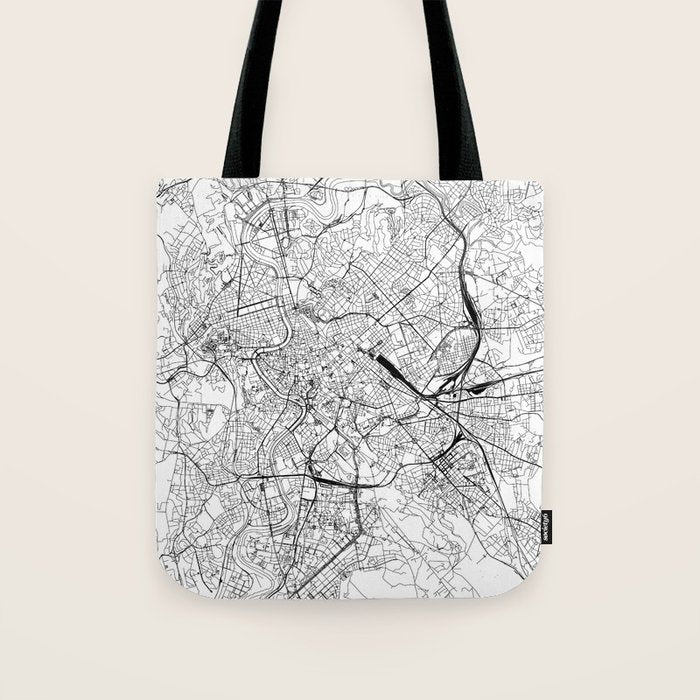 Rome White Map Tote Bag Gallery Image 1