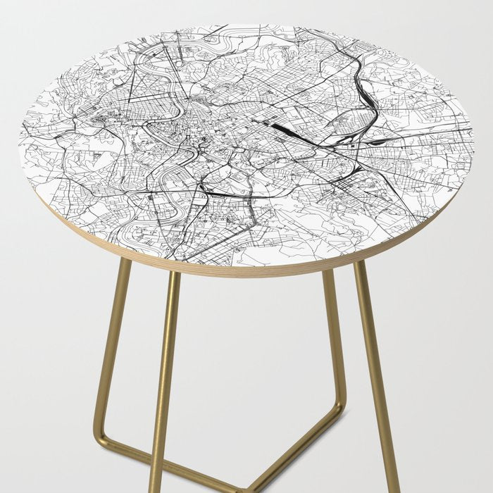 Rome White Map Side Table Gallery Image 2
