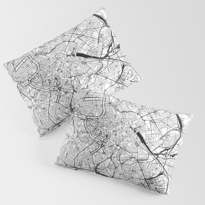 Rome White Map Pillow Sham Gallery Image 1