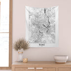 Rome White Map Wall Tapestry Gallery Image 2