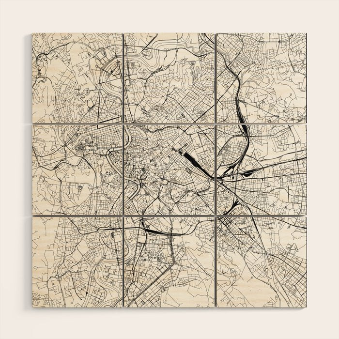 Rome White Map Wood Wall Art Gallery Image 1