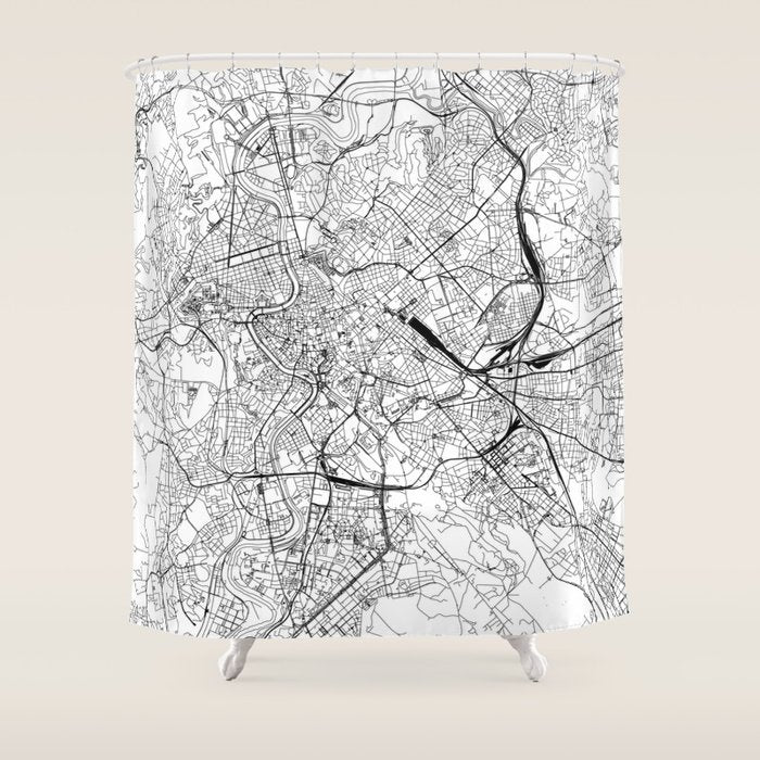 Rome White Map Shower Curtain Gallery Image 1