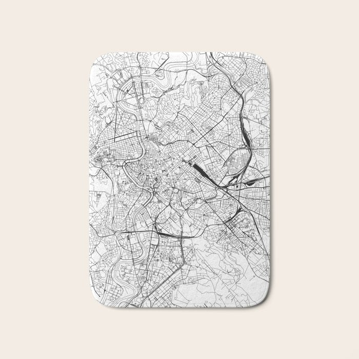 Rome White Map Bath Mat Gallery Image 1