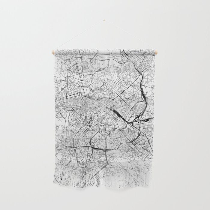 Rome White Map Wall Hanging Gallery Image 1