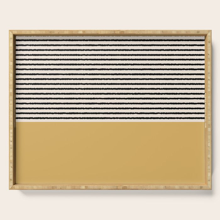 Texture - Black Stripes Gold Serving Tray Gallery Image 1