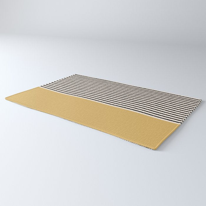 Texture - Black Stripes Gold Rug Gallery Image 3