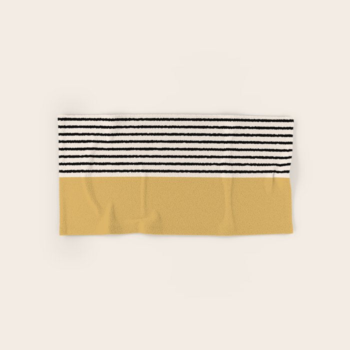 Texture - Black Stripes Gold Hand & Bath Towel Gallery Image 1