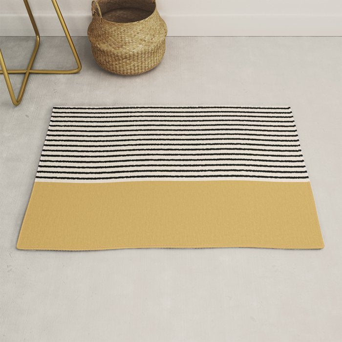 Texture - Black Stripes Gold Rug Gallery Image 1