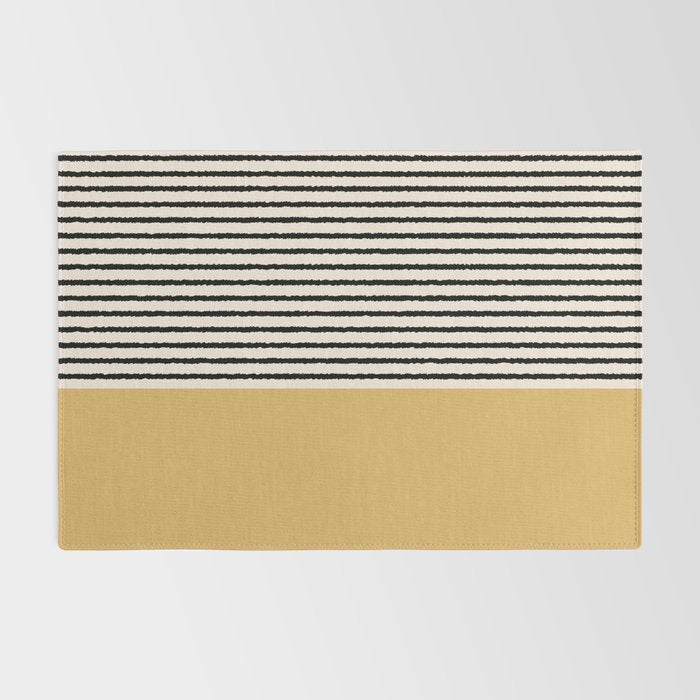 Texture - Black Stripes Gold Rug Gallery Image 2