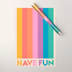 Vintage Rainbow Have Fun Text Wrapping Paper Gallery Image 1
