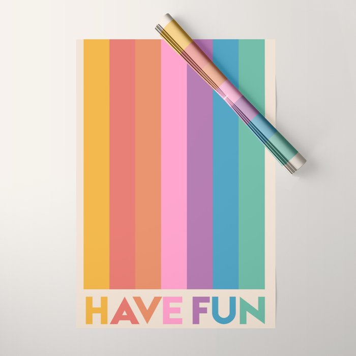 Vintage Rainbow Have Fun Text Wrapping Paper Gallery Image 1