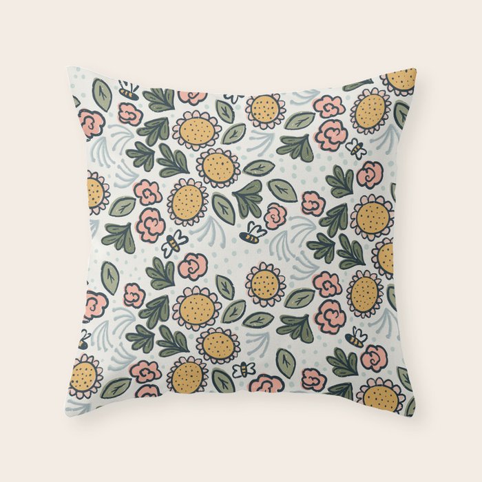Bees in the Garden Throw Pillow Gallery Image 6
