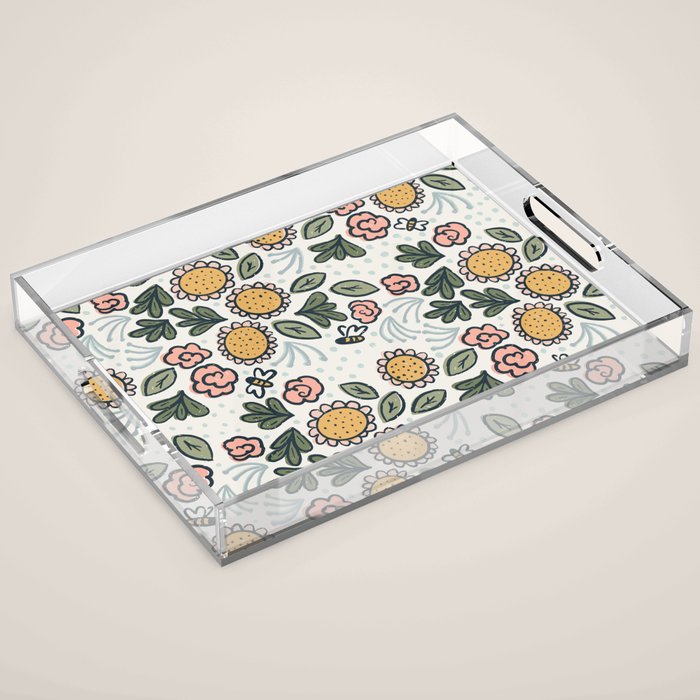 Bees in the Garden Acrylic Tray Gallery Image 1