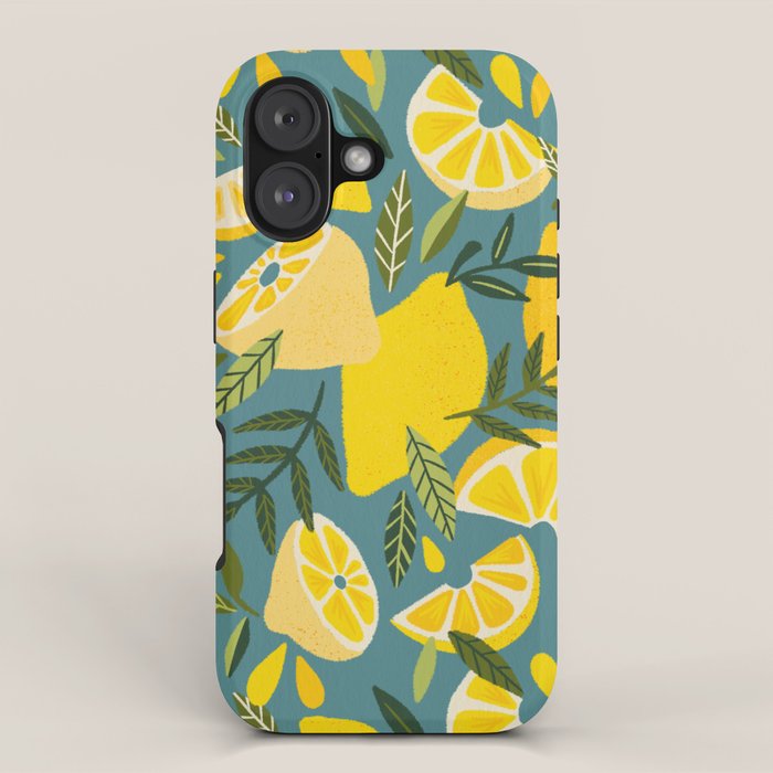 Lemon Blooms â Blue iPhone Case Gallery Image 1