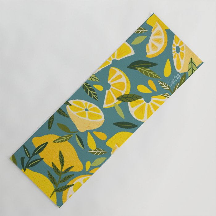 Lemon Blooms â Blue Yoga Mat Gallery Image 1