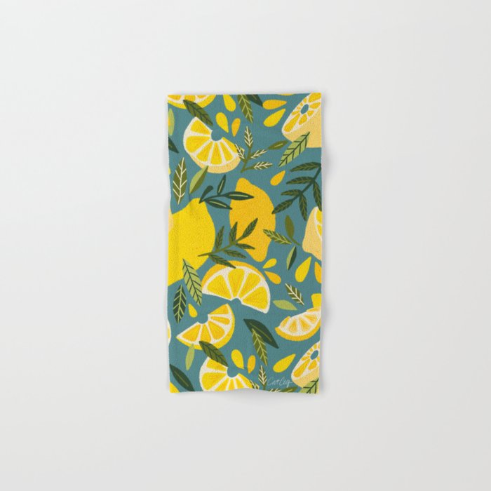 Lemon Blooms â Blue Bath Towel Gallery Image 1