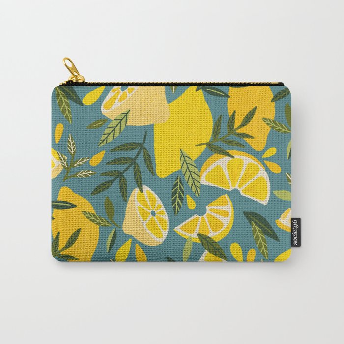 Lemon Blooms â Blue Carry All Pouch Gallery Image 1