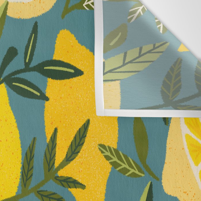Lemon Blooms â Blue Wall Tapestry Gallery Image 3