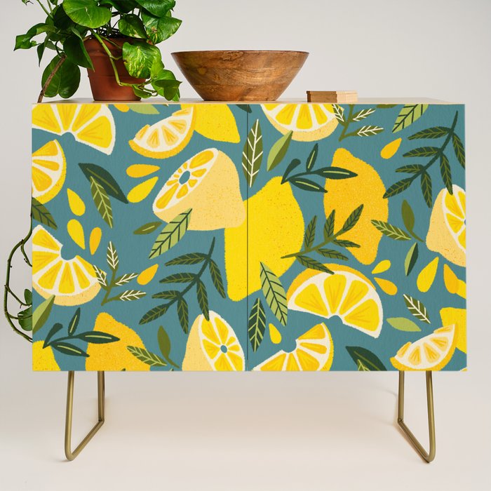 Lemon Blooms â Blue Credenza Gallery Image 1